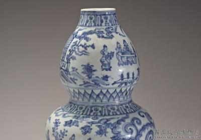 图片[2]-Double gourde vase with the Eighteen scholars in underglaze blue,  Mid-Ming dynasty, 1436-1464-China Archive